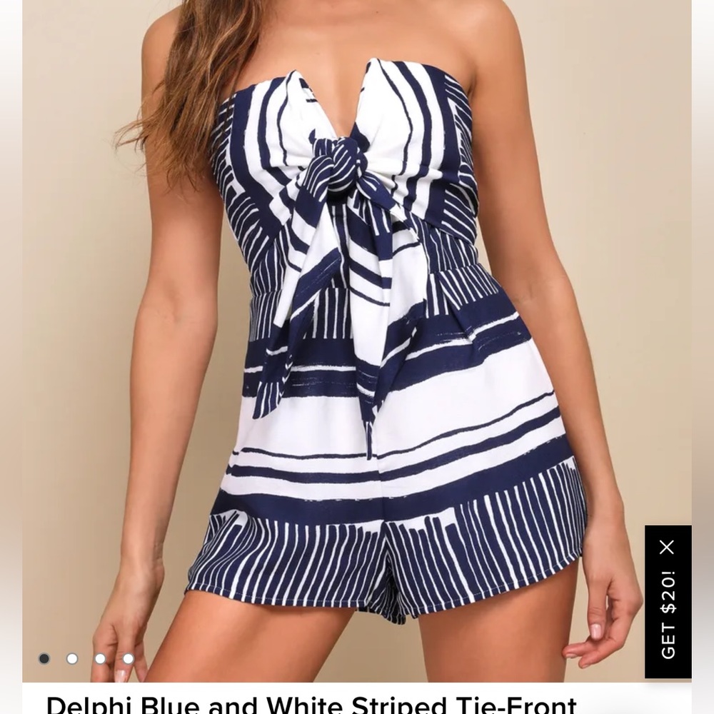 Lulus blue & white romper